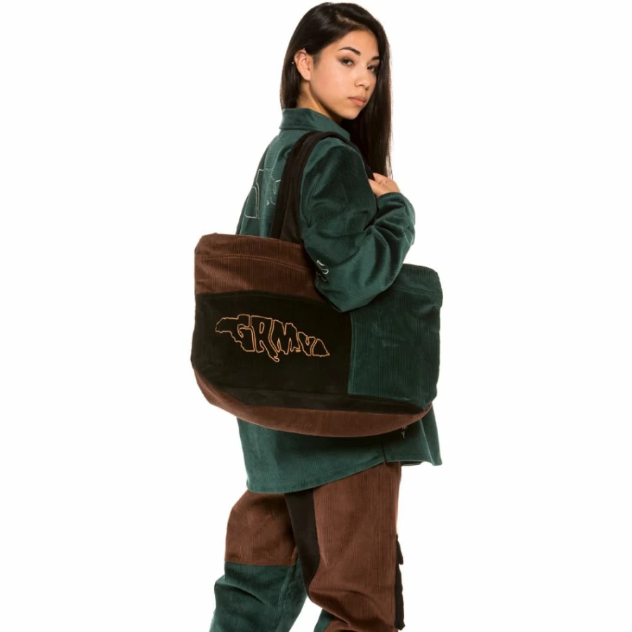 Grimey Corduroy Tote Bag - Aged Rum Green - Winter 2021 Collection