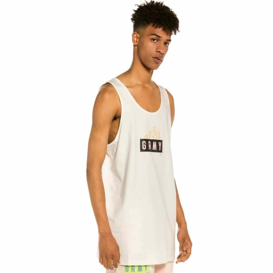 Grimey "Trespass" Sleeveless T-Shirt for Men - White Summer 2022 Casual Wear