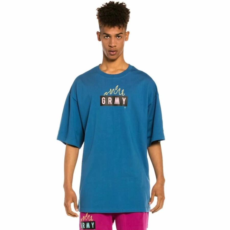 Grimey Oversize "Trespass" Blue T-Shirt - Summer 2022 Casual Tee