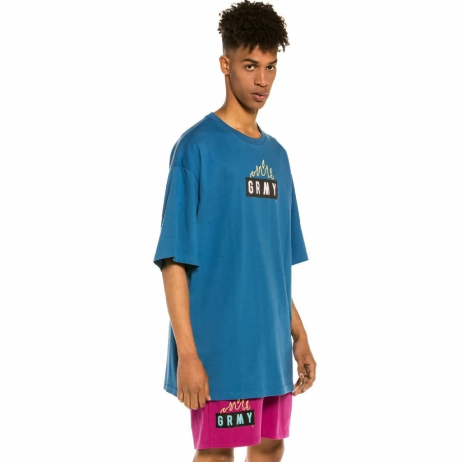 Grimey Oversize "Trespass" Blue T-Shirt - Summer 2022 Casual Tee