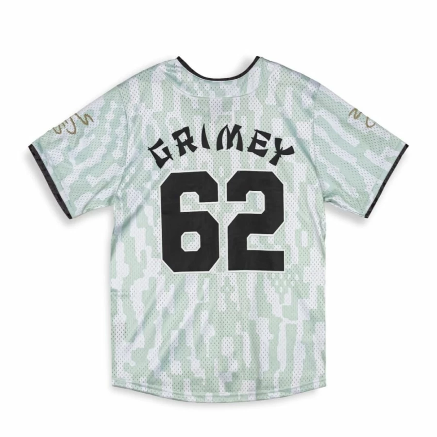 Grimey Lucky Dragon Baseball Mesh T-Shirt - White - Spring Summer 2024 Collection