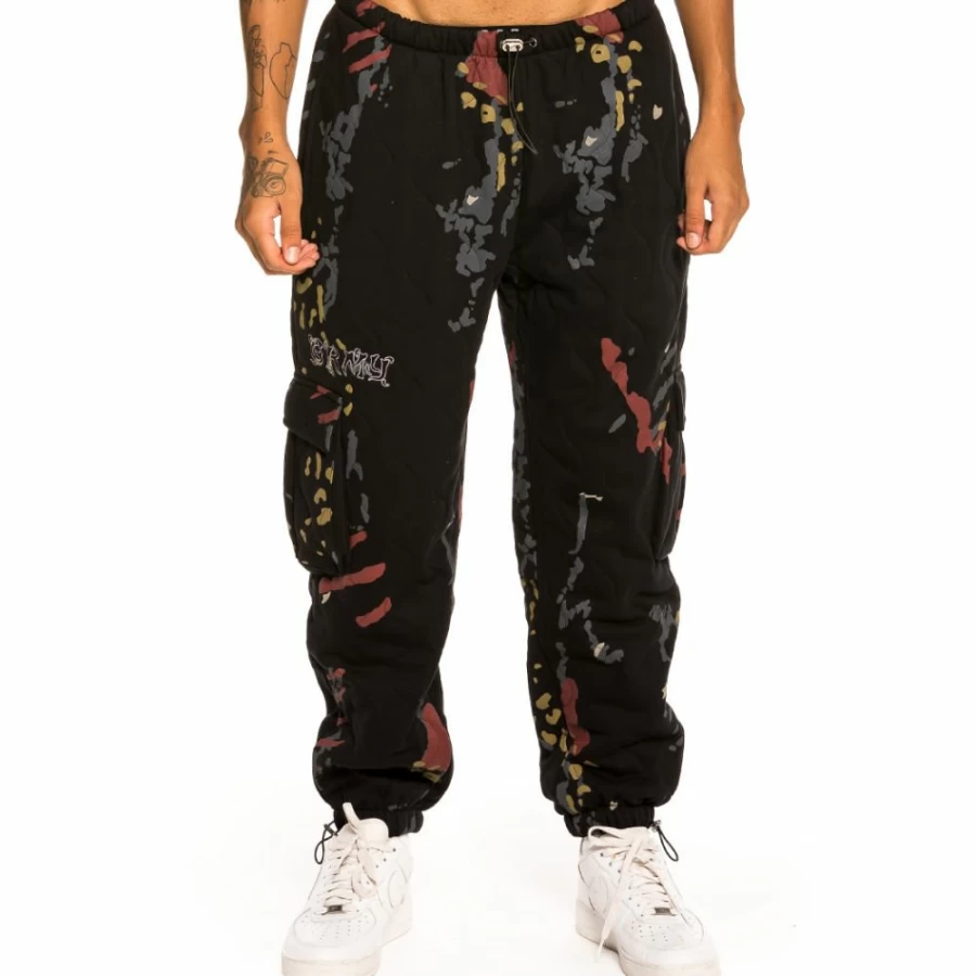 Grimey Jazz Thing Padded All Over Print Sweatpants - Black Hip Hop Joggers for Men & Women - Fall 2021 Collection
