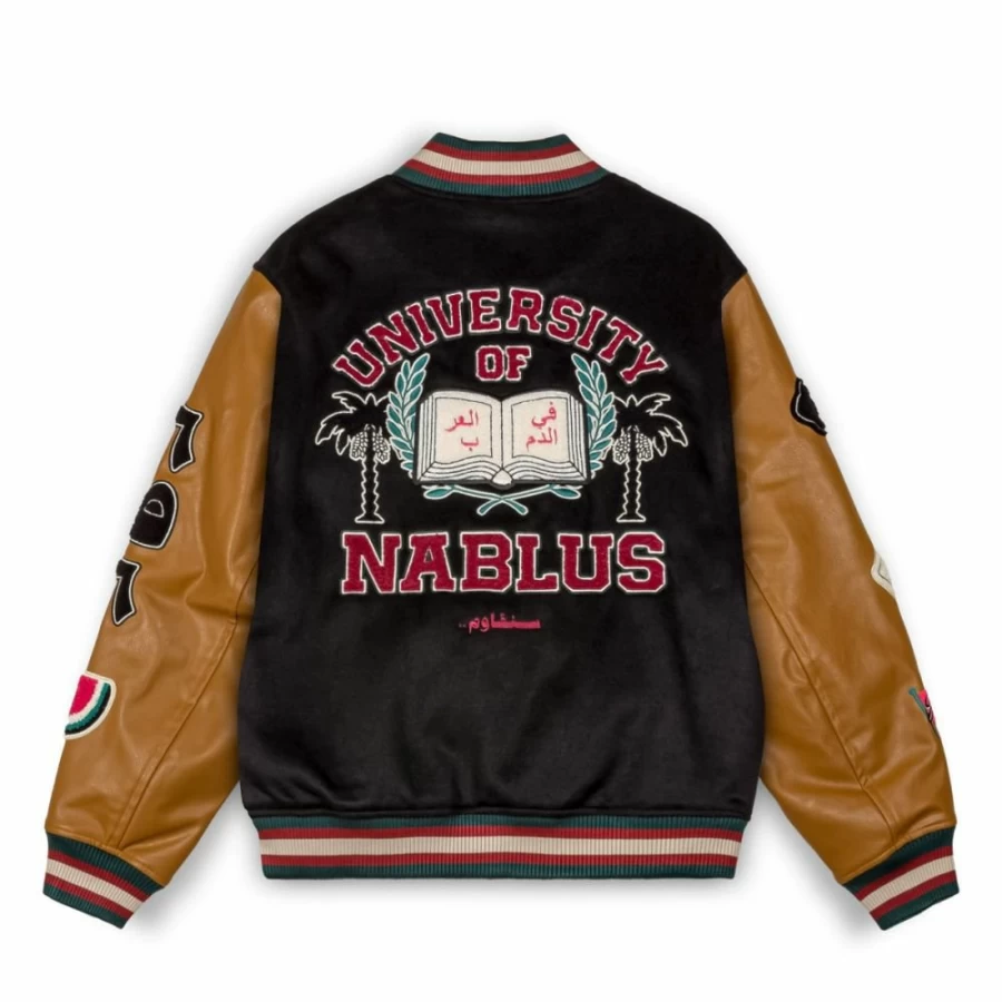 Grimey Black Baseball Jacket FW23 - Nablus Style Men's Outerwear
