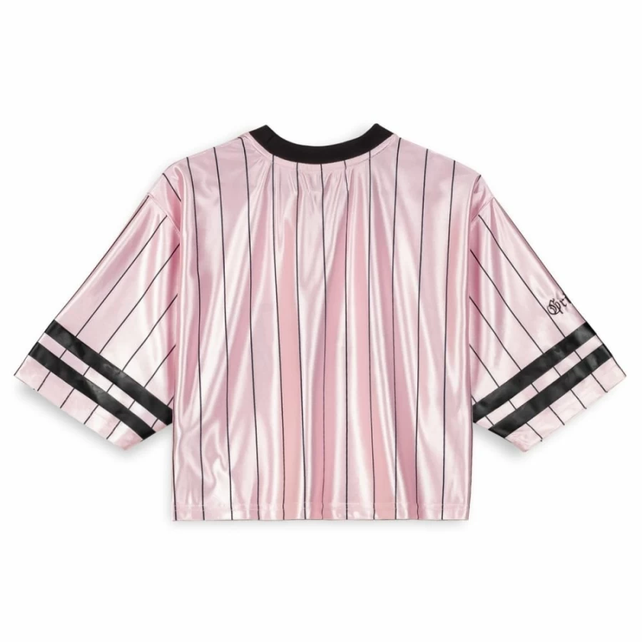 Grimey Panic Girl Crop Football Jersey Pink - SS24 Vintage Style Women's Soccer Top