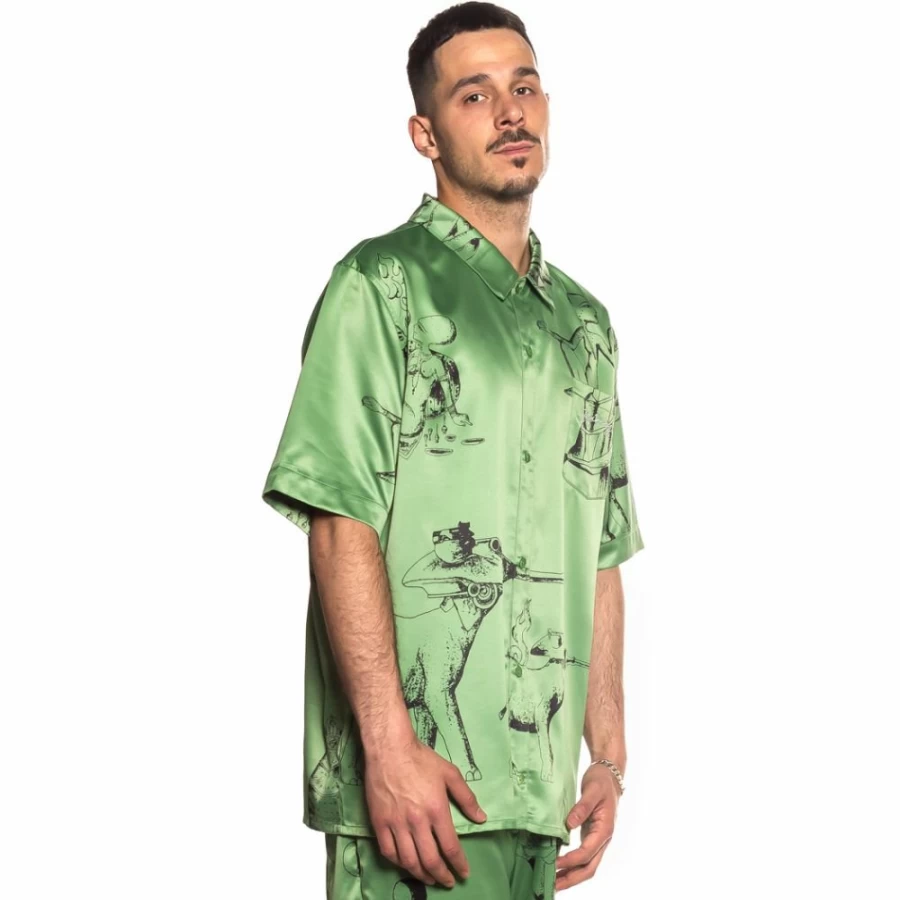 Grimey "Hope Unseen Vimana" Khaki Button Up Shirt for Men - Summer 2021 Collection