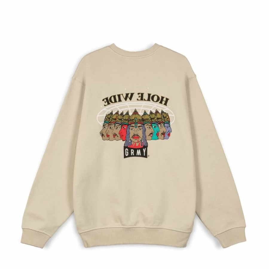 Grimey Vintage Back At You Cream Sweatshirt - FW23 Retro Streetwear Hoodie