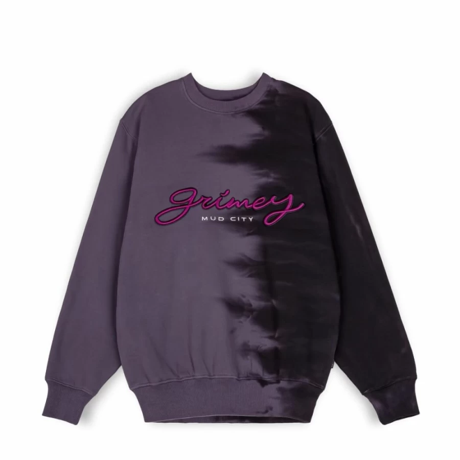 Grimey "Dust Storm" Tie-Dye Black Crewneck Sweatshirt - Fall 2022 Collection