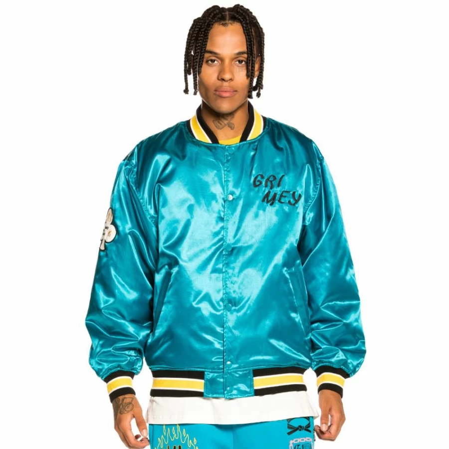 Grimey Reversible Satin Jacket "Destroy All Fear" - Blue - Fall 2021 Collection