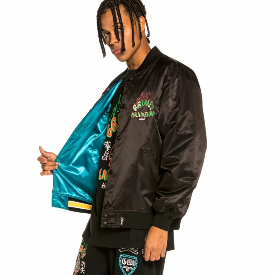 Grimey Reversible Satin Jacket "Destroy All Fear" - Blue - Fall 2021 Collection