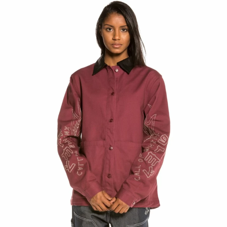 Grimey Call Of Yore Girl Coach Jacket Fall Winter 2020 Wine Color Vintage Style