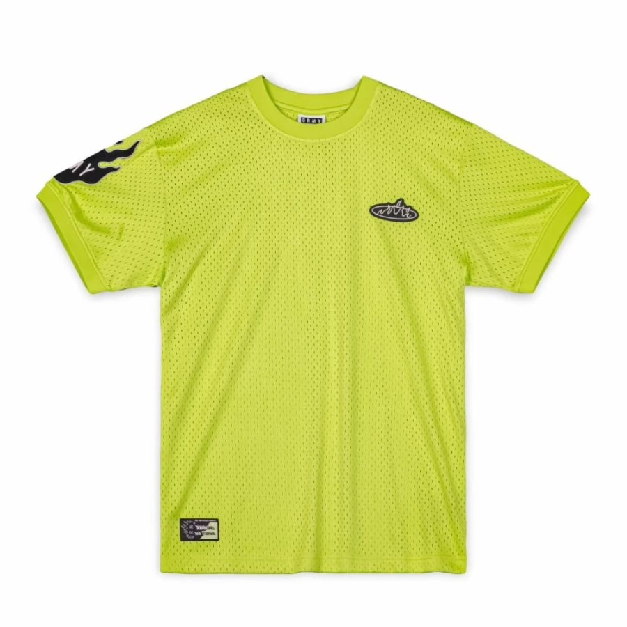 Grimey Cloven Tongues Mesh Camiseta in Fluor Lime - Summer 2023 Collection