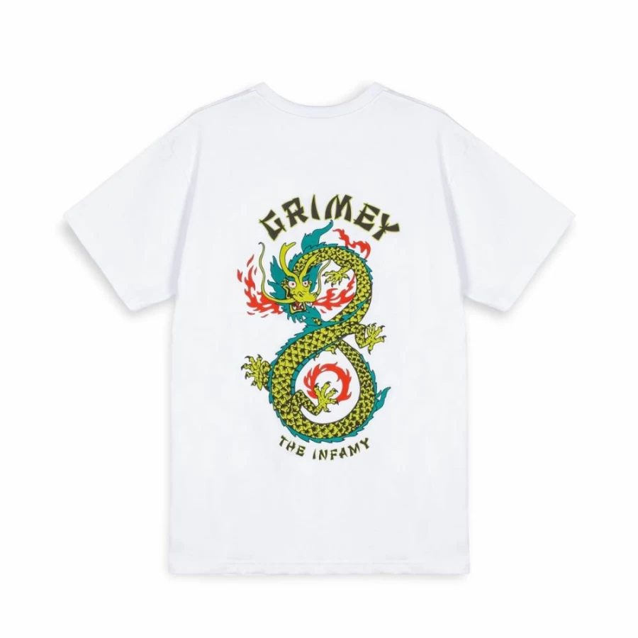 Grimey The Lucky Dragon White T-Shirt - Summer 2024 Collection - Casual Short Sleeve Tee