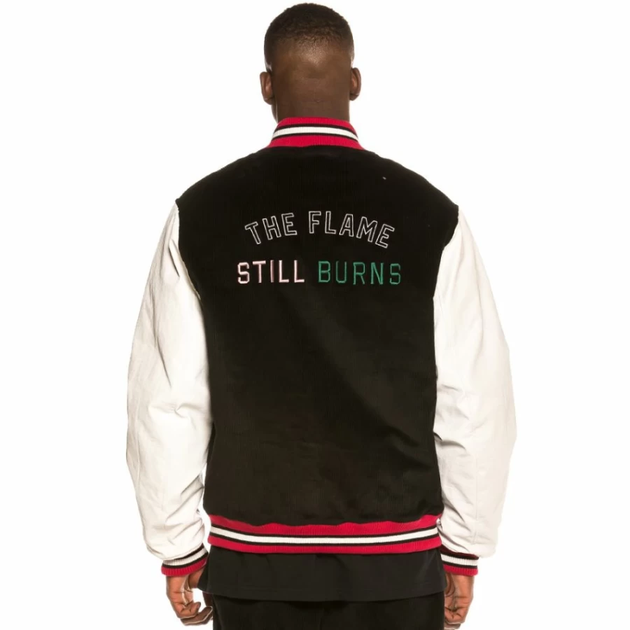 Grimey Black Corduroy Baseball Jacket FW20 Yoga Fire Vintage Style