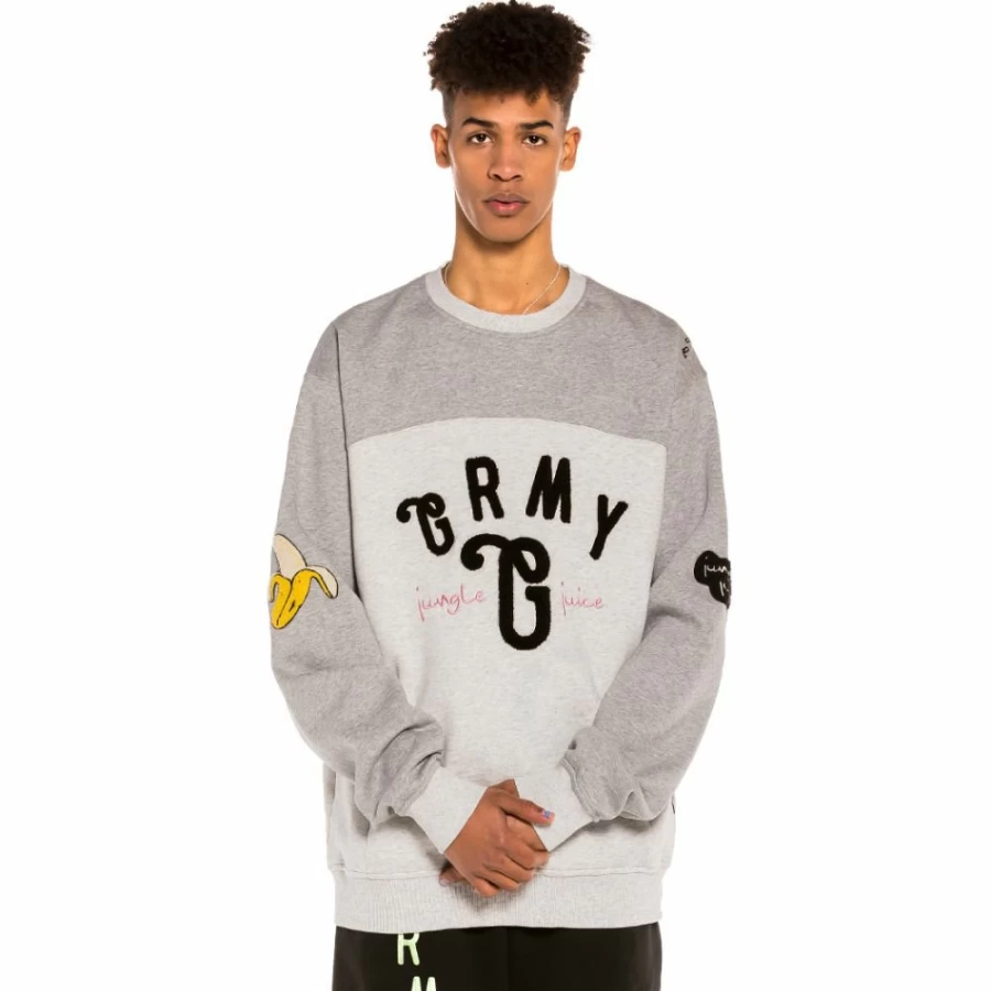 Grimey "Jungle Punch" Bicolor Crewneck Sweatshirt - Sport Grey, Unisex Pullover, Streetwear Fashion, Spring Collection 2022