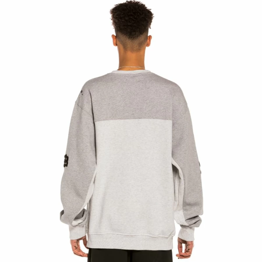Grimey "Jungle Punch" Bicolor Crewneck Sweatshirt - Sport Grey, Unisex Pullover, Streetwear Fashion, Spring Collection 2022