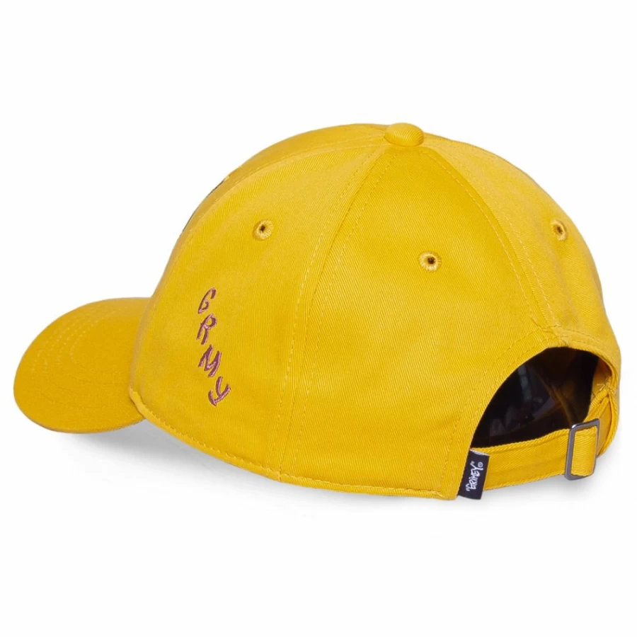 Grimey "Destroy All Fear" Yellow Curved Visor Baseball Cap - Streetwear Fashion Fall 2021
