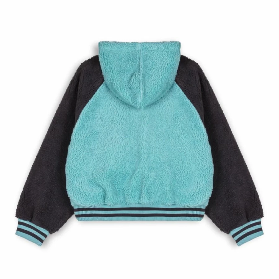 Grimey Hive Sherpa Hooded Sweatshirt for Women - Cozy Fleece Pullover with Button Detail Fall 2022