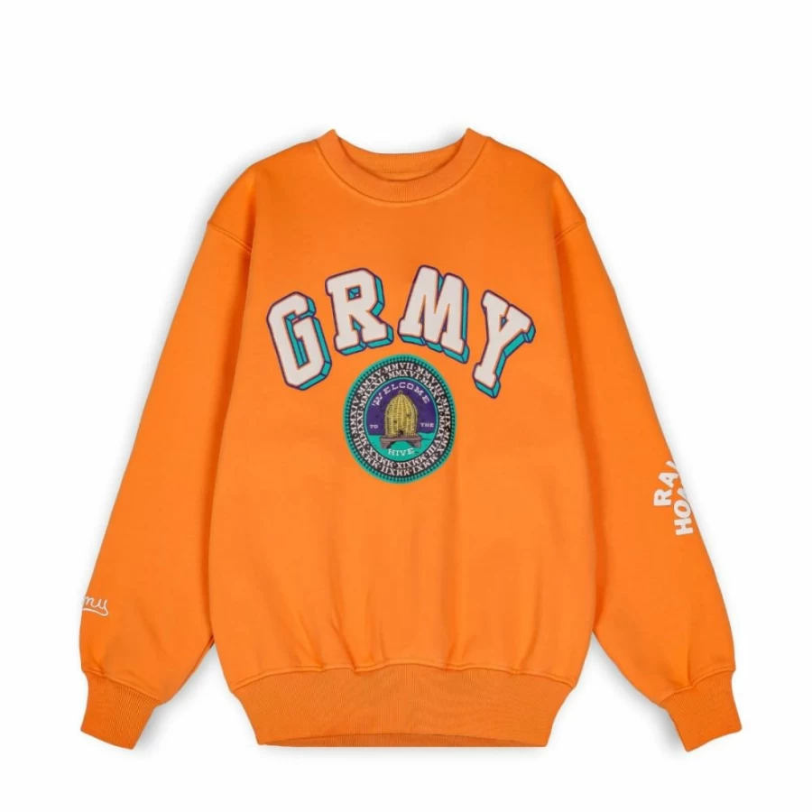 Grimey Hive Orange Crewneck Sweatshirt | Fall 2022 Collection | Streetwear Hoodie