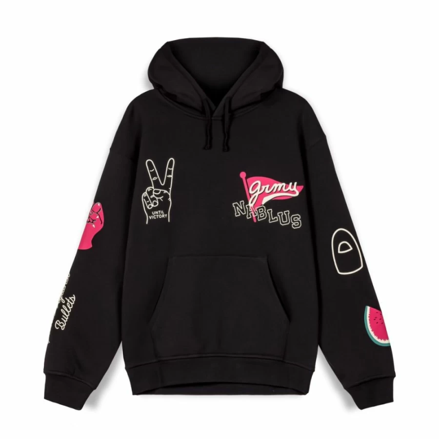 Grimey Vintage Hoodie - Black Nablus Streetwear Sweatshirt FW23