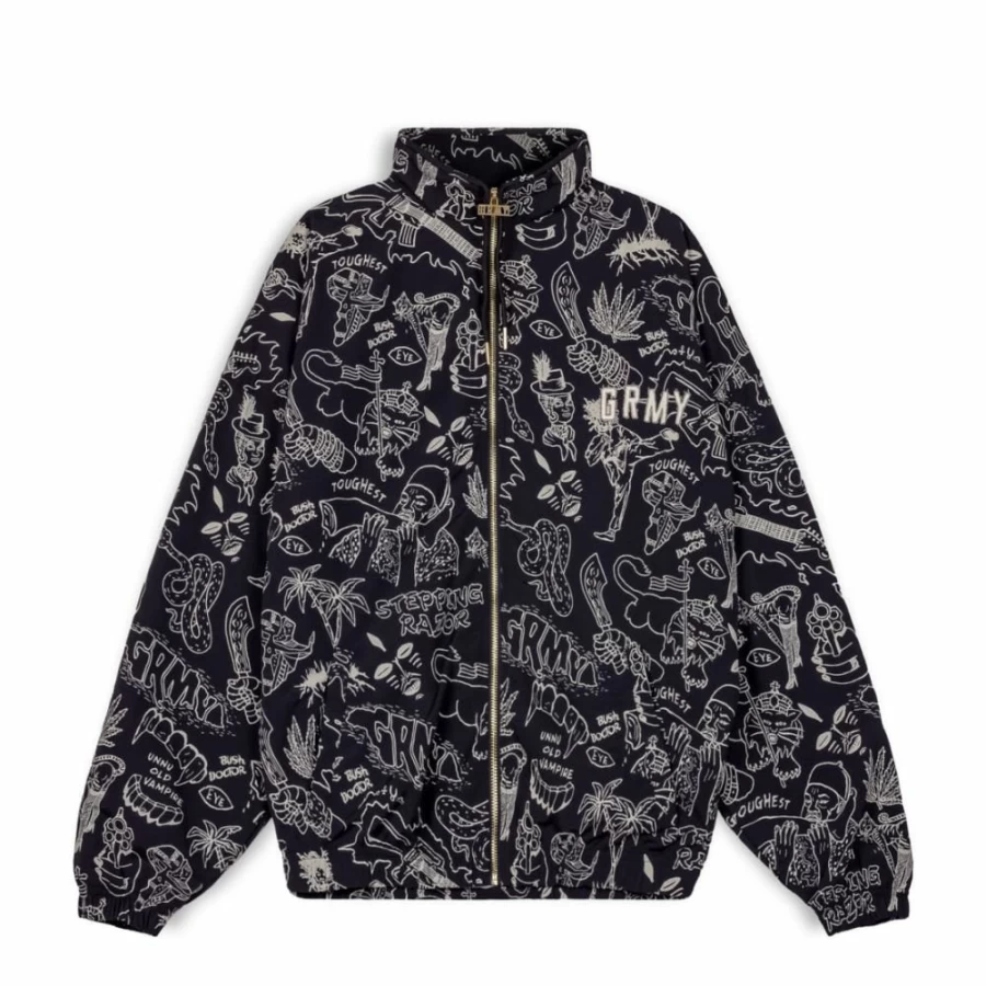 Grimey Black Track Jacket - Men's Athletic Spring 2023 Running Hoodie