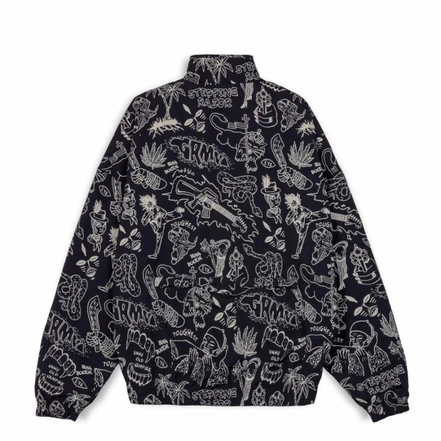 Grimey Black Track Jacket - Men's Athletic Spring 2023 Running Hoodie