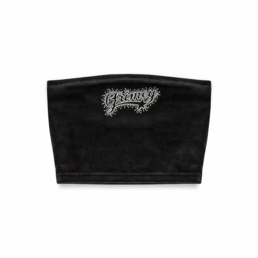 Grimey Black Velvet Madrid Crop Tube Top for Women | FW23 Collection