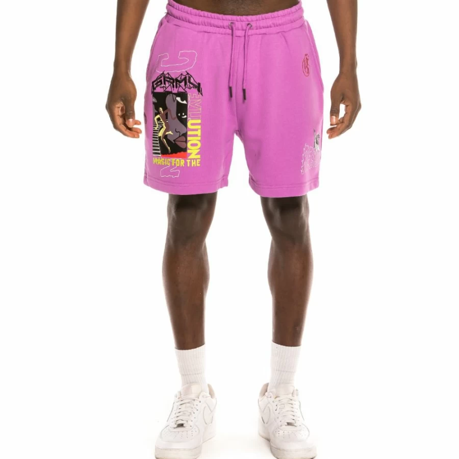 Grimey Sweatshorts SS21 Purple - Comfortable Liveution Collection Shorts for Men & Women