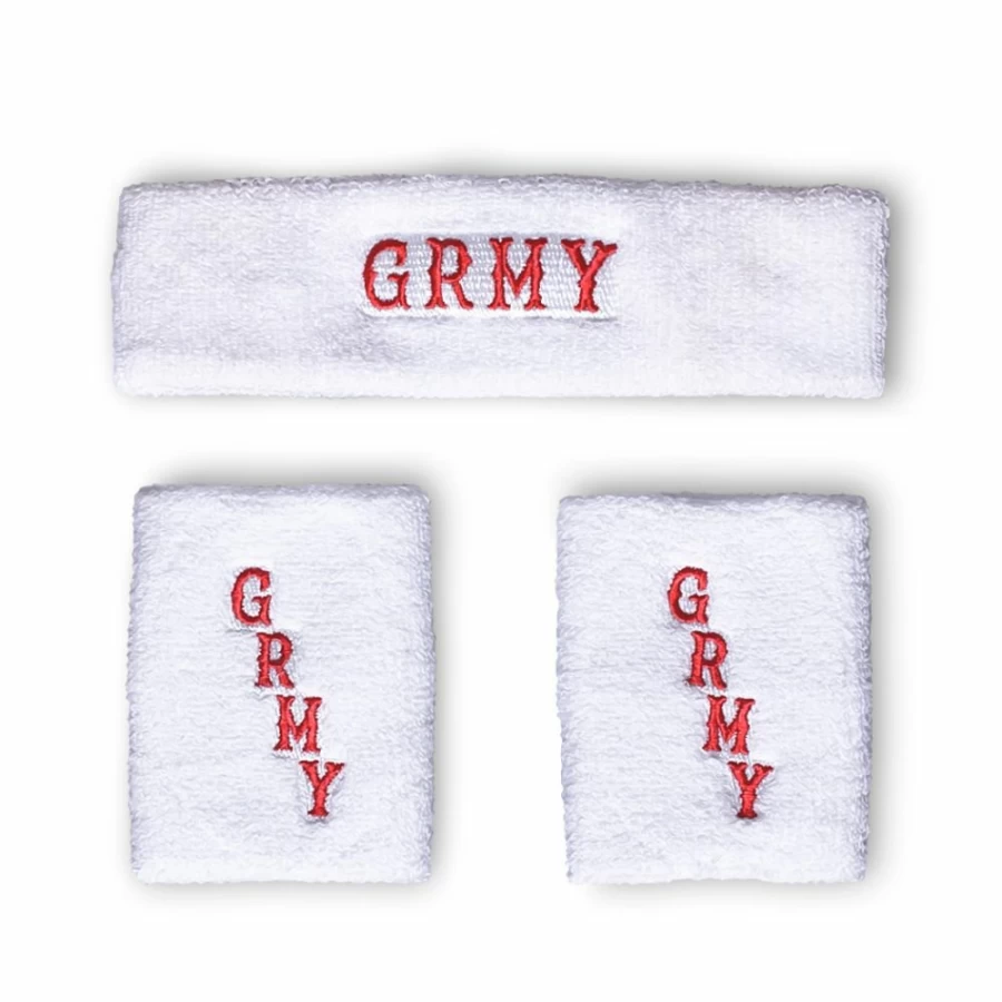 Grimey "The Loot" Headband and Wristband Set - Spring 2021 White Collection - Breathable Sports Accessories