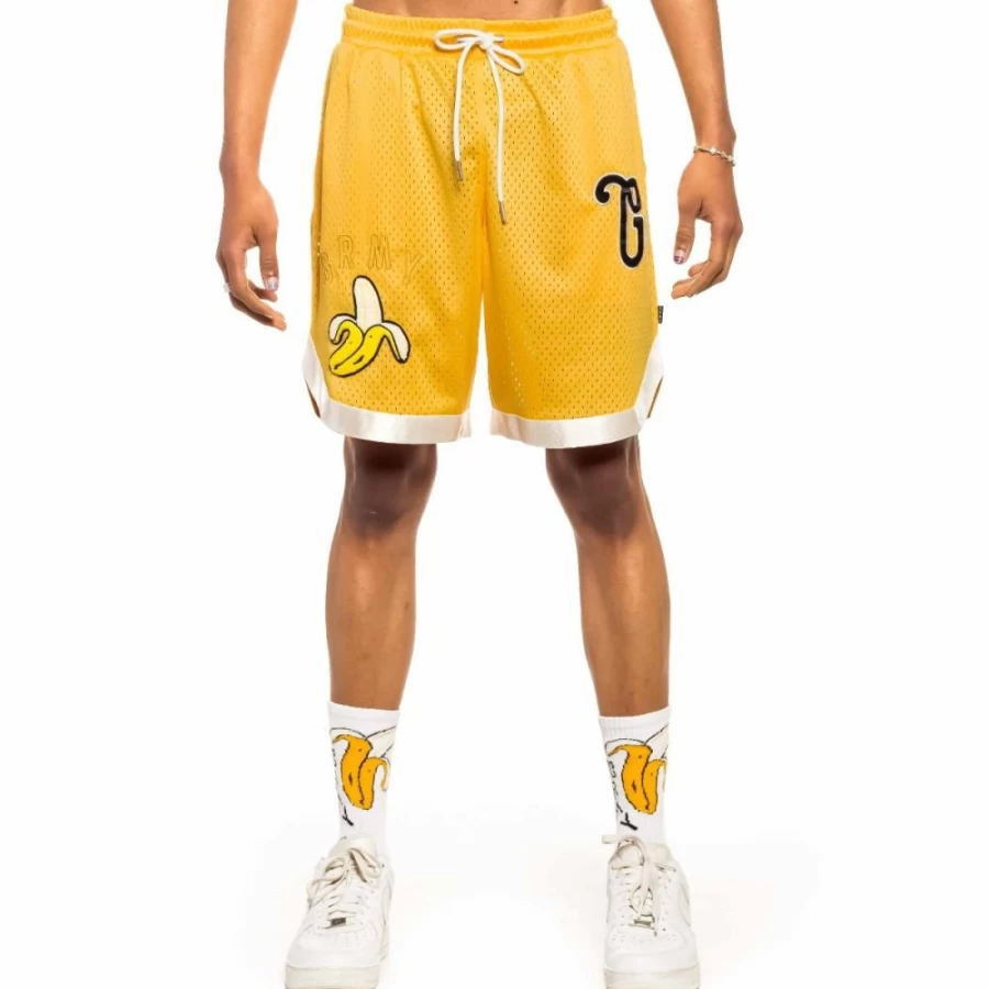 Grimey Jungle Punch Running Shorts for Men - Breathable Yellow Workout Shorts for Spring Summer 2024