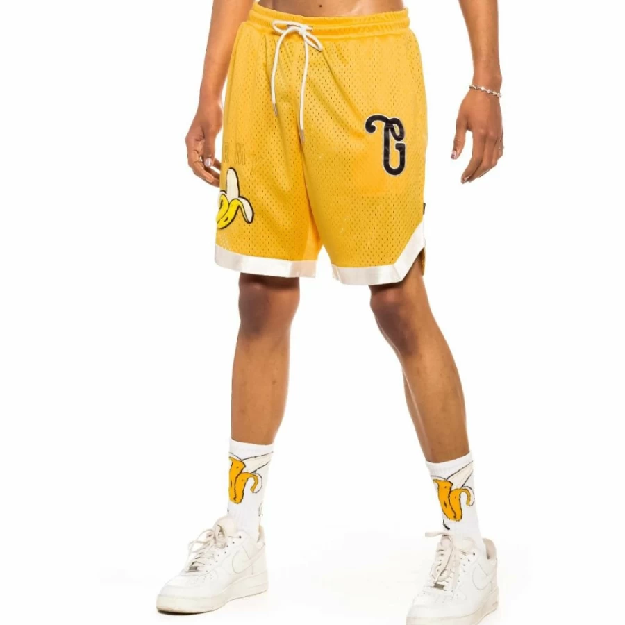 Grimey Jungle Punch Running Shorts for Men - Breathable Yellow Workout Shorts for Spring Summer 2024