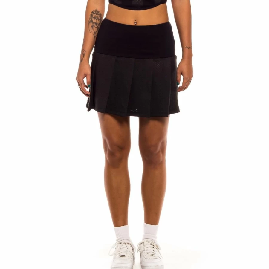 Grimey Black Pleated Mesh Skirt - Jungle Punch Design - Spring 2022 Collection