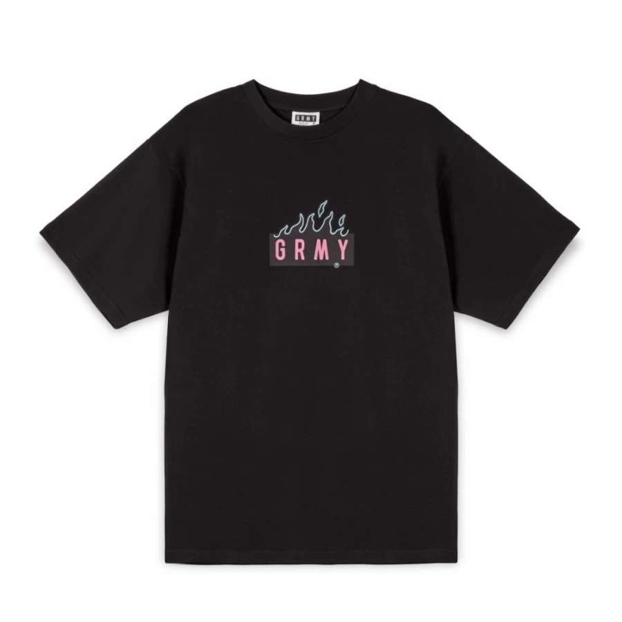 Grimey Oversized Black Melted Stone Graphic T-Shirt for Men & Women | FW23 Streetwear Collection