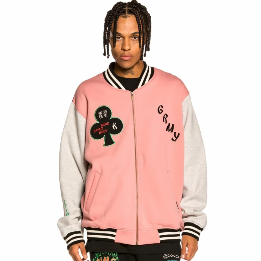 Grimey "Destroy All Fear" Pink Zip-Up Hoodie - Streetwear Crewneck Sweatshirt