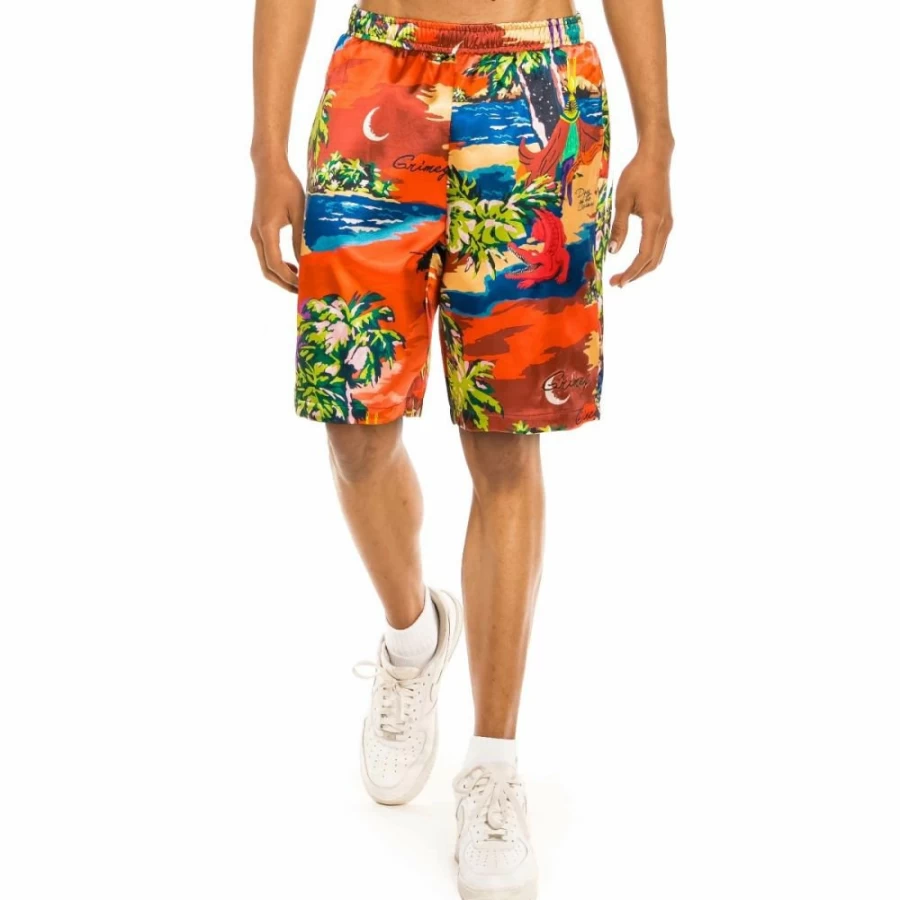 Grimey Red Satin "Ocean Gateway" Shorts - Summer 2021 Collection