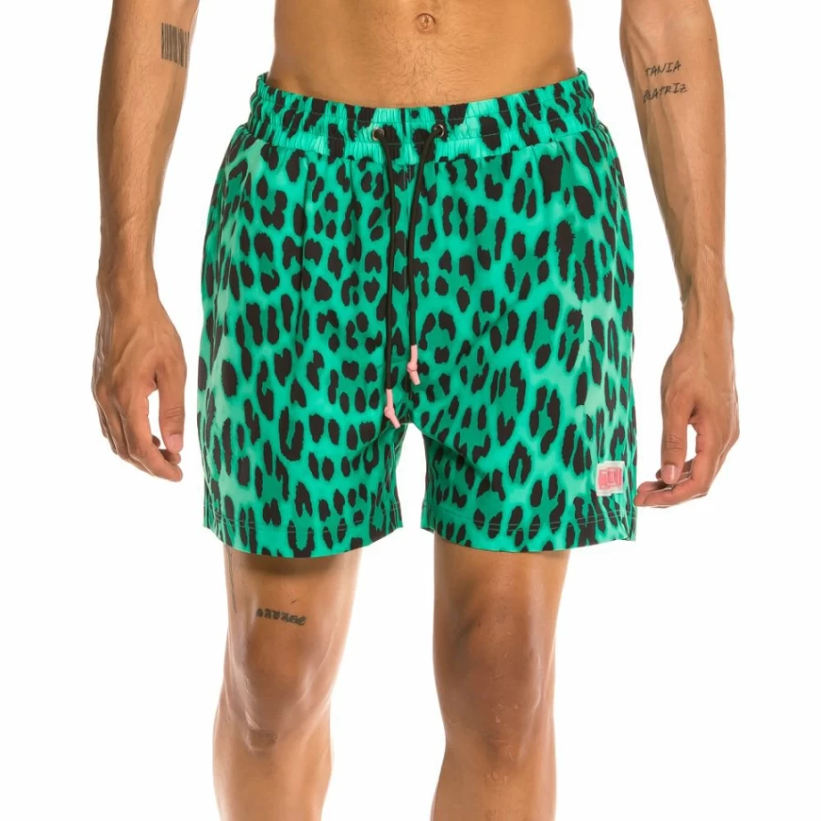 Grimey Yanga Green Leopard Print Swimming Shorts for Men SS20 Collection