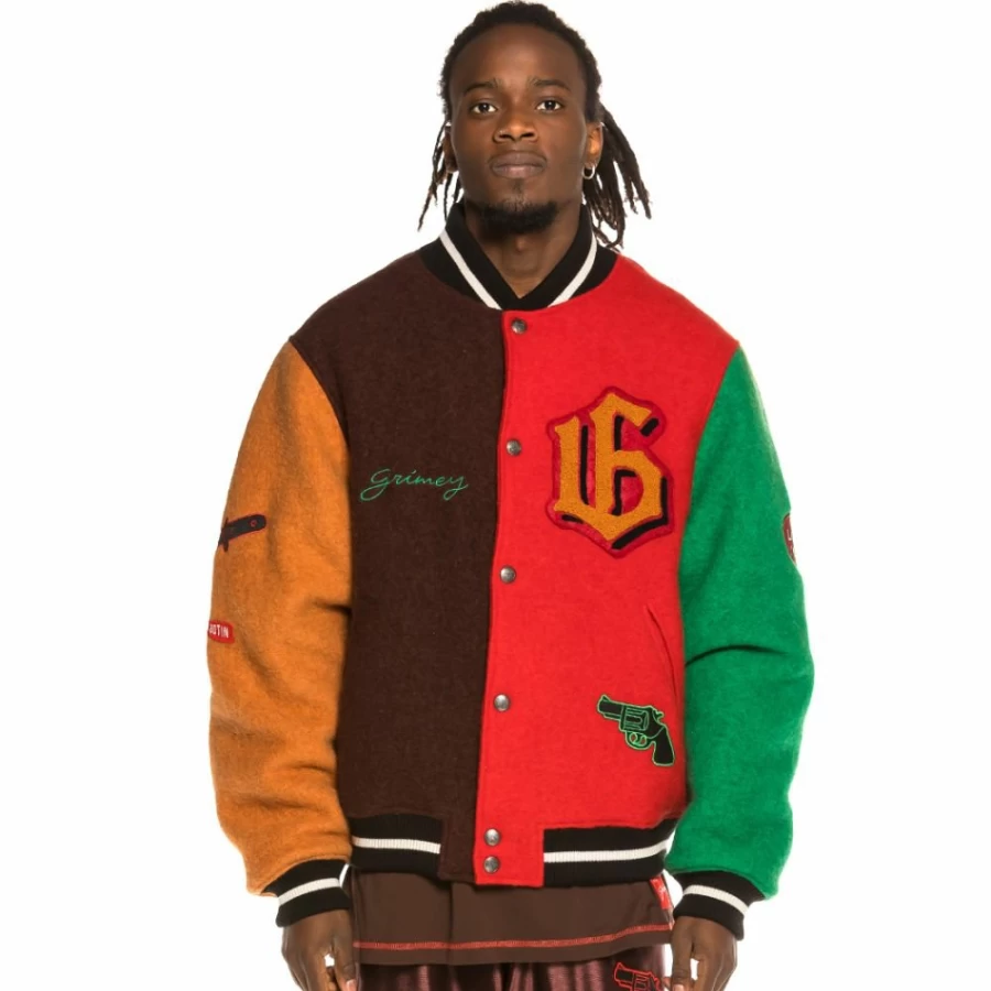 Grimey "The Loot" Multicolor Wool Baseball Jacket - Spring 2021 Collection