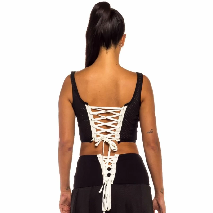 Grimey Jungle Punch Black Mesh Top for Women - Edgy Streetwear Style - Spring 2022 Collection
