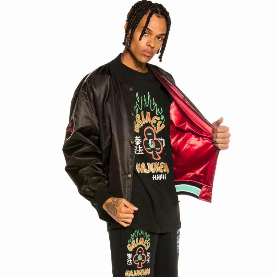Grimey Reversible Satin Jacket "Destroy All Fear" - Red - Fall 2021 Collection