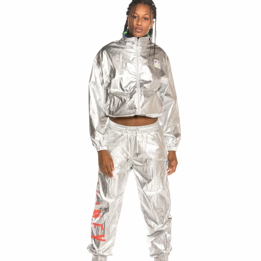 Grimey Planete Noir Girl Track Pants Fw19 Silver - Stylish Women's Joggers by Grimey