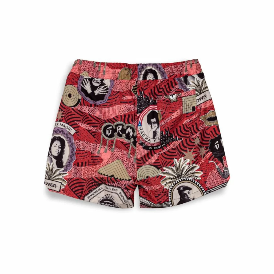 Grimey Supastar Red Swim Trunks for Men - Summer 2024 Collection - Comfortable Beach Shorts