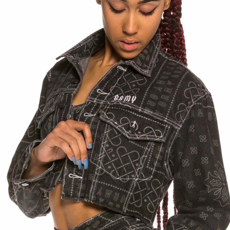 Grimey Black Denim Jacket for Women - Carnitas Girl Crop Style SS20 Fashion