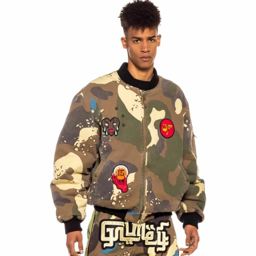Grimey Camo Bomber Jacket - Spring 2022 Collection - Stylish Men's Outerwear