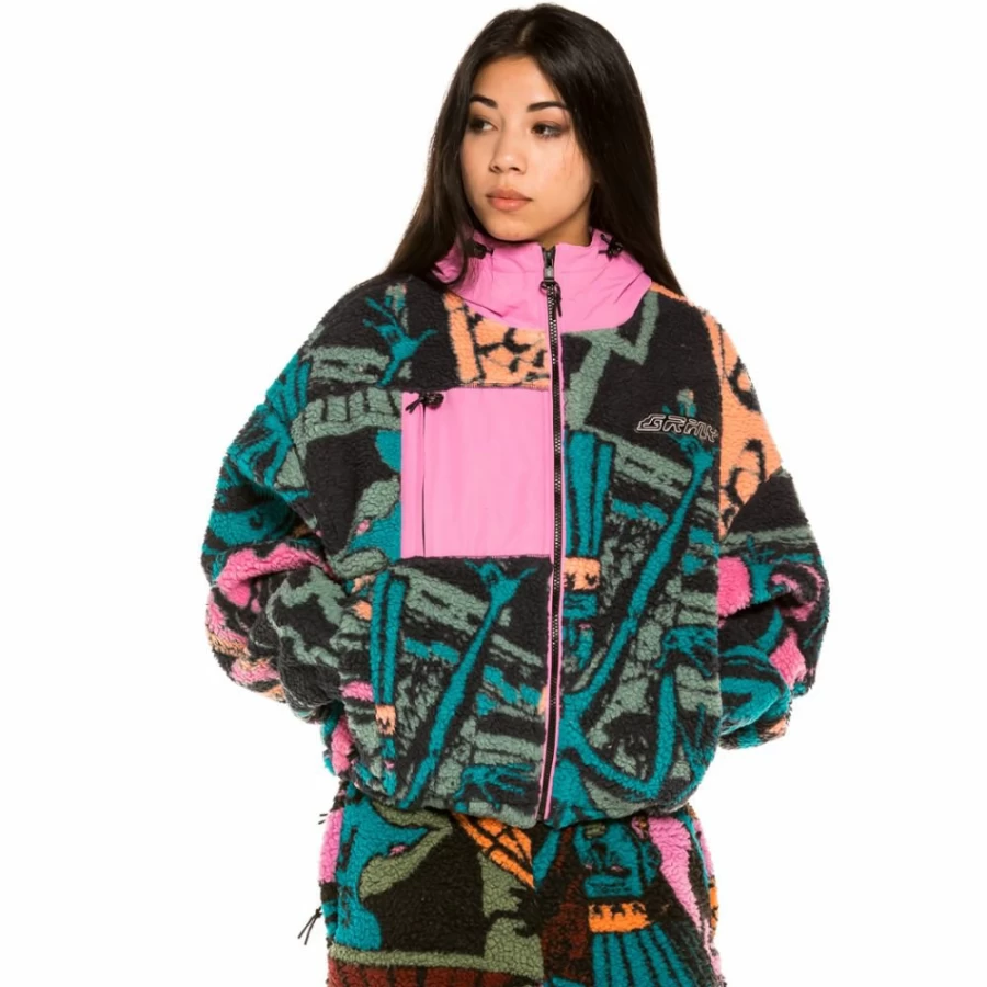 Grimey Blue Space Lady Sherpa Jacket - Cozy Winter 21 Outerwear for Women