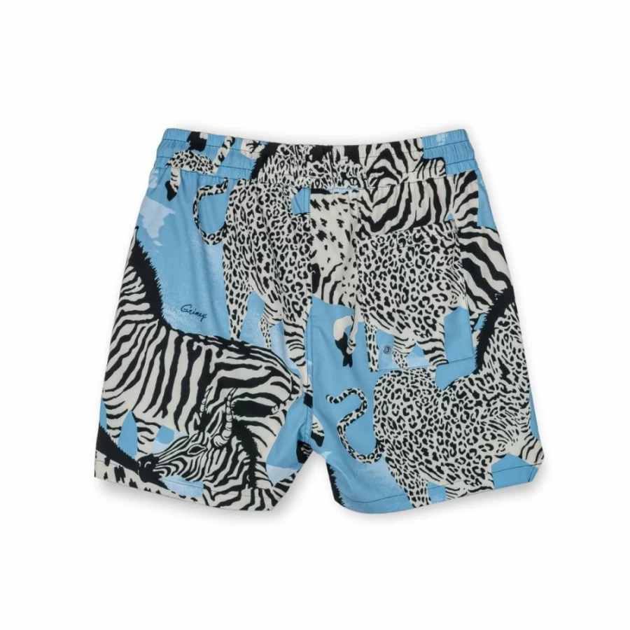 Grimey Animal Print Swim Trunks for Men - Blue Beach Shorts Summer 2023 Collection