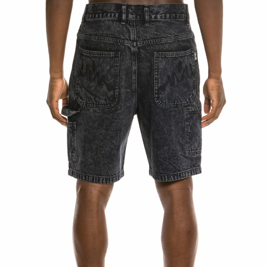 Grimey Liveution Black Denim Shorts for Men - Spring 2021 Collection