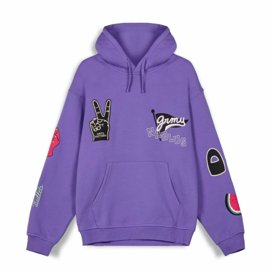 Grimey Vintage Hoodie Sweatshirt - Purple Nablus Streetwear, Cozy Pullover for Men & Women, Fall Winter 2023 Fashion