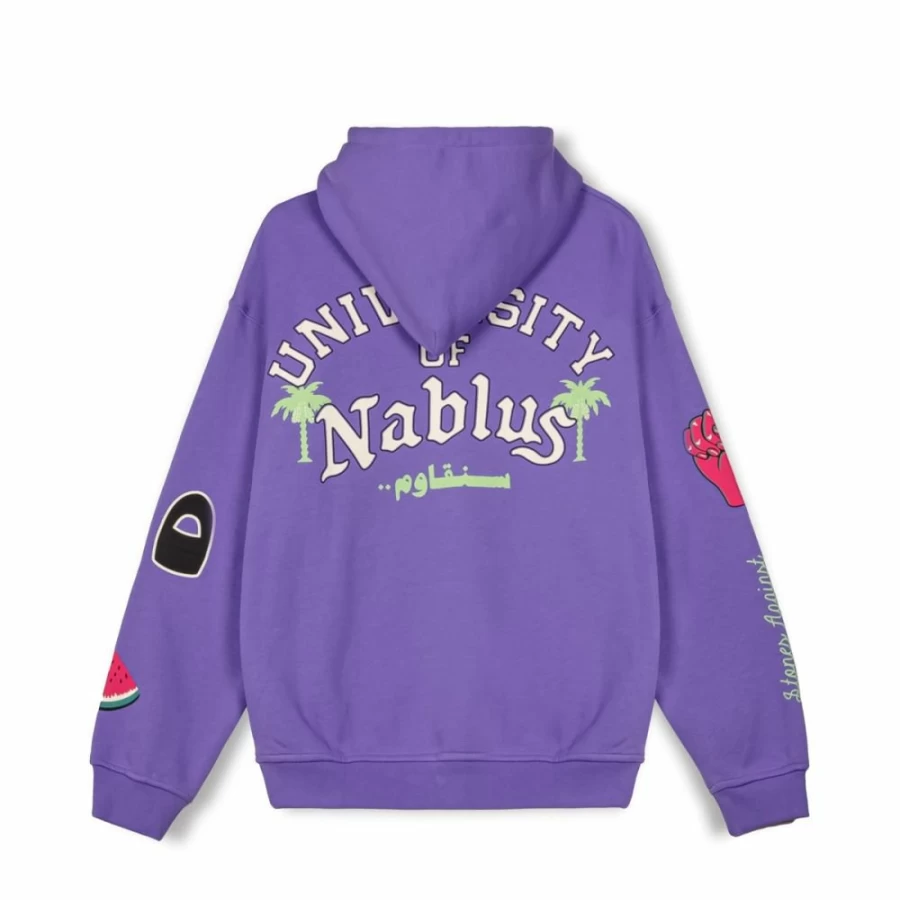 Grimey Vintage Hoodie Sweatshirt - Purple Nablus Streetwear, Cozy Pullover for Men & Women, Fall Winter 2023 Fashion