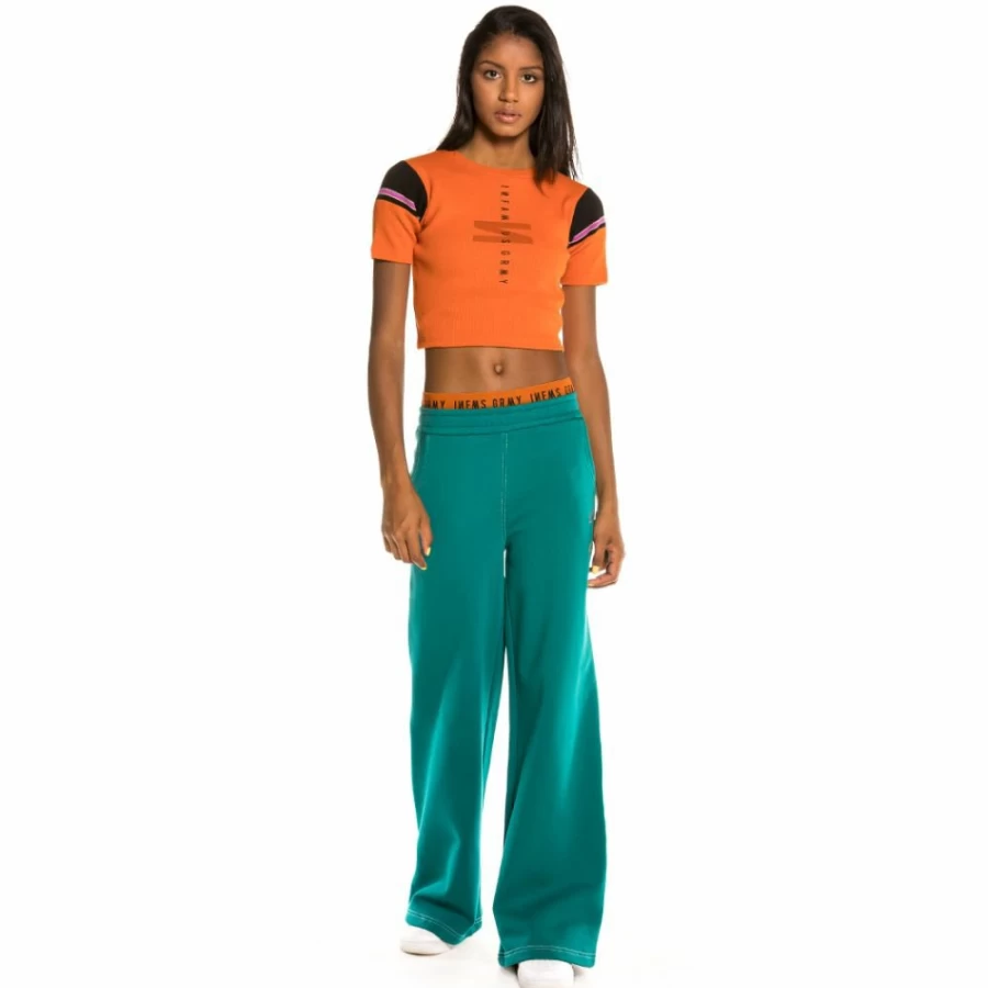 Grimey Nite Marauder Crop Top and Track Pants Set - Green and Brick Colorway Fw20 Collection