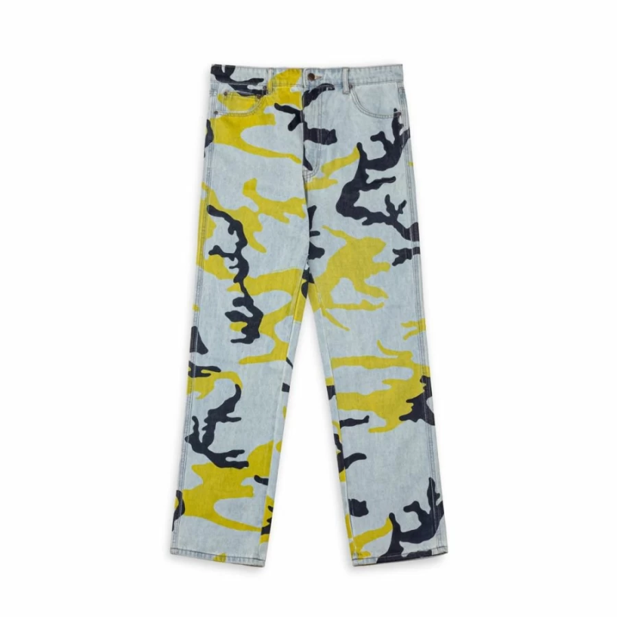 Grimey The Strait Talk All Over Print Camo Washed Denim Jeans for Men - FW23 Collection
