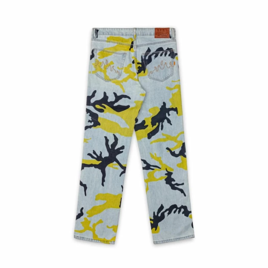 Grimey The Strait Talk All Over Print Camo Washed Denim Jeans for Men - FW23 Collection